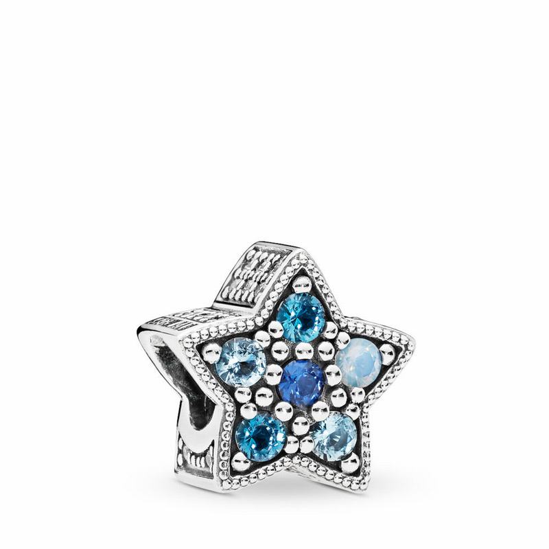 Pandora Bright Star Charm - Sterling Silver/Blue/Mixed Stones/Crystal - Canada | AU9131RX